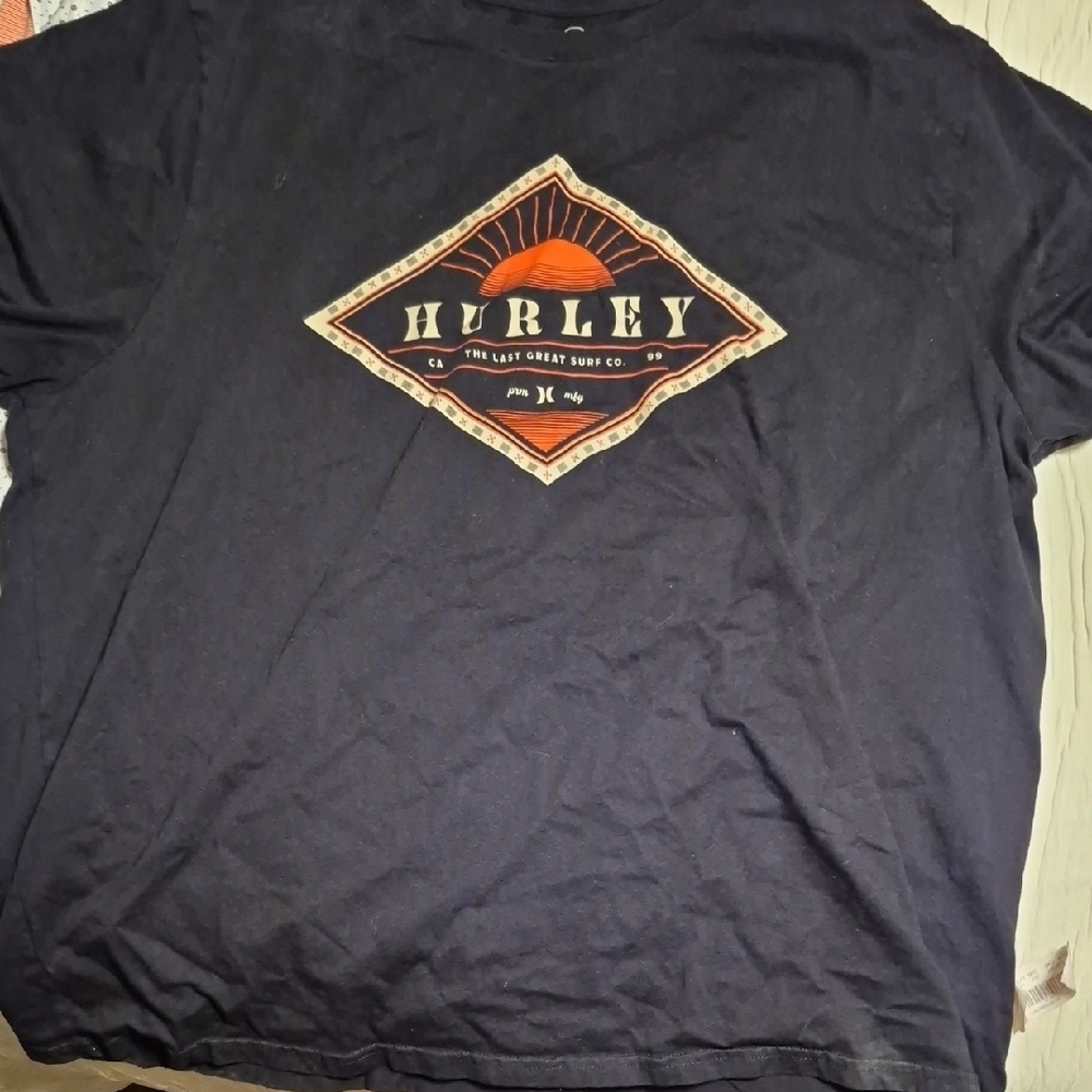 Hurley Black Tee with Orange Graphic